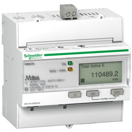 Schneider Electric 1, 3 Phase LCD Energy Meter [A9MEM3235]; 248-3670