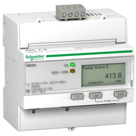 Schneider Electric 1, 3 Phase LCD Energy Meter [A9MEM3250]; 248-3672