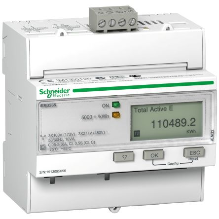 Schneider Electric 1, 3 Phase LCD Energy Meter [A9MEM3265]; 248-3674