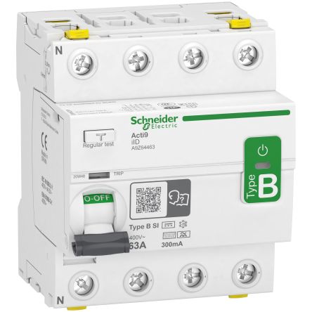 Schneider Electric iID RCCB, 63A, 4 Pole, 300mA, Type B-SI, 400V ac [A9Z64463]; 248-3725
