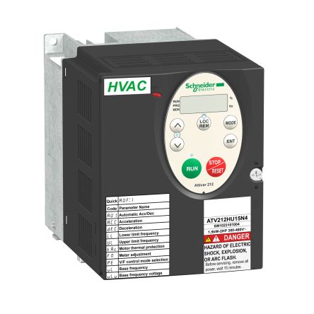 Schneider Electric Inverter Drive, 1.5 kW, 3 Phase, 480 V, 2.5 A, 3.2 A, ATV212 Series [ATV212HU15N4]; 248-3743