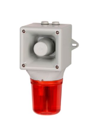 e2s AB105LDA Series Amber, Blue, Clear, Green, Red, Yellow LED Beacon, 24 V, IP65, Wall Mount, 113dB at 1 Metre [AB105LDADC024AA0A1G/A]; 248-4875