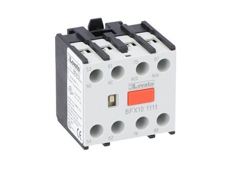 Lovato Auxiliary Contact, 4 Contact, 1NO + 1 NC, Front Mount, BF BFX10 [BFX101111]; 248-5486