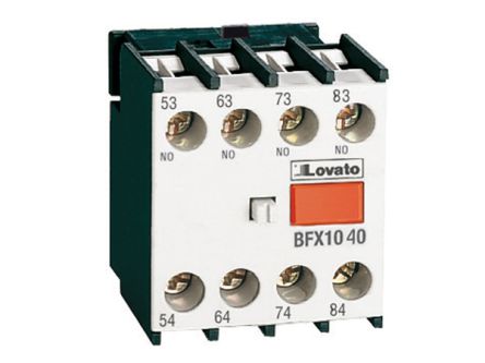 Lovato Auxiliary Contact, 4 Contact, 4NO, Front Mount, BF BFX10 [BFX1040]; 248-5487