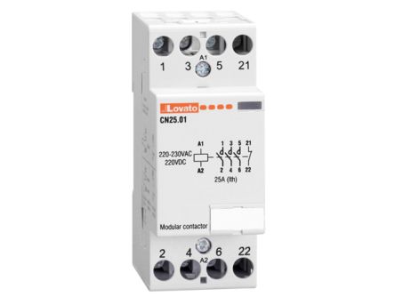 Lovato CN CN32 Contactor, 24 V ac Coil, 4-Pole, 32 A, 4 kW, 3NO + 1NC [CN3201024]; 248-5494