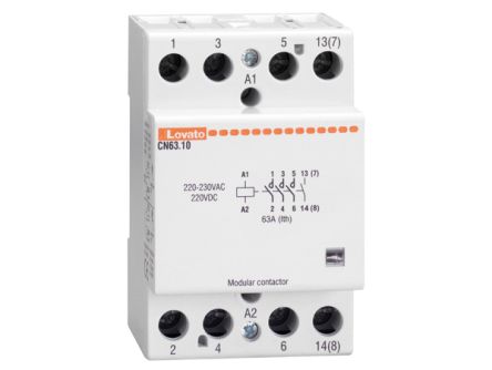 Lovato CN CN63 Contactor, 24 V ac Coil, 4-Pole, 63 A, 15 kW, 3NO + 1NC [CN6301024]; 248-5497
