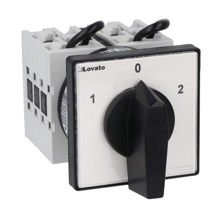Lovato, 3P 3 Position 60° Motor Reversing Cam Switch, 32A, Short Black Handle Actuator [GX3211U]; 248-5591