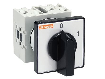 Lovato, 4P 2 Position 60° On-Off Cam Switch, 32A, Short Black Handle Actuator [GX3292U]; 248-5601