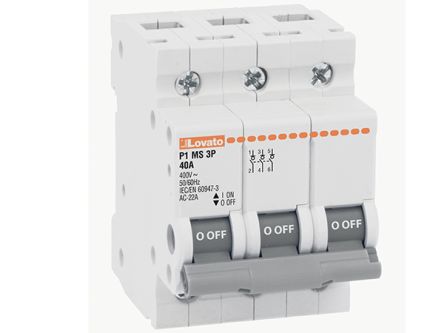 Lovato 3P Pole DIN Rail Switch Disconnector - 40A Maximum Current [P1MS3P040]; 248-5635