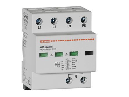 Lovato Single Phase Surge Protector, 50kA, DIN Rail Mount [SA0B3NA320R]; 248-5660