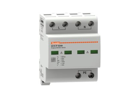 Lovato Single Phase Surge Protector, 100kA, DIN Rail Mount [SA1B2PA320R]; 248-5664