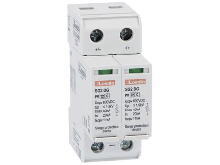 Lovato Single Phase Surge Protector, 40kA, DIN Rail Mount [SG2DG600M2]; 248-5668