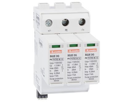 Lovato Single Phase Surge Protector, 40kA, DIN Rail Mount [SG2EDGK10M3R]; 248-5672