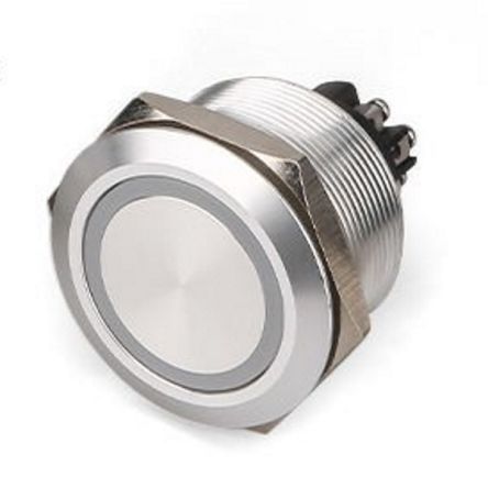 RS PRO Illuminated Push Button Switch, Momentary, Panel Mount, 25.2mm Cutout, DPST, Green LED, 250V ac, IP65 [0]; 248-9236