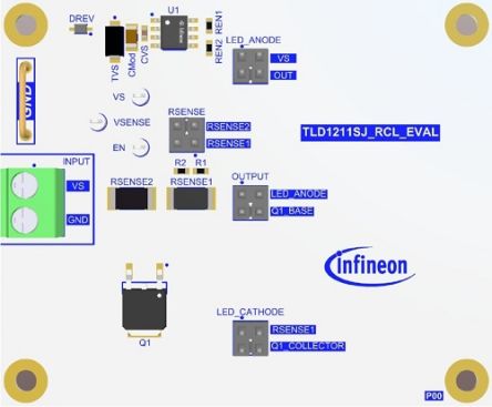 Infineon TLD1211SJEVALTOBO1, TLD1211SJ_EVAL LED Driver Evaluation Board for LITIX™ Linear TLD1211SJ [TLD1211SJEVALTOBO1]; 248-9755