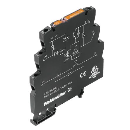 Weidmuller 8937 Series Solid State Relay, 10 A Load, DIN Rail Mount, 33 V dc Load [8937940000]; 249-3339