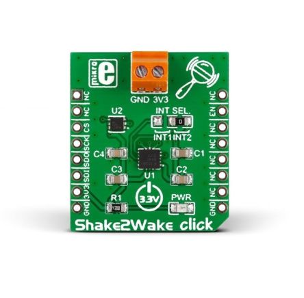 MikroElektronika Shake2Wake Click Accelerometer Sensor Accelerometer for ADP195, ADXL362, MEMS [MIKROE-1942]; 249-3929