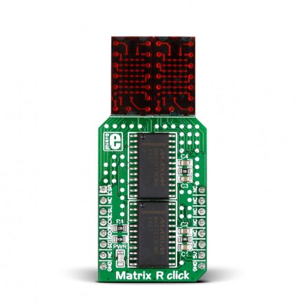 MikroElektronika MIKROE-2245, Matrix R Click LED Matrix Sensor Add-On Board for MAX7219 for 7x5 dot matrix text display [MIKROE-2245]; 249-3930