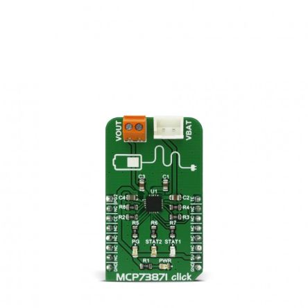MikroElektronika MCP73871 Click Battery Charger for Lithium-ion, Lithium-Polymer Batteries [MIKROE-2858]; 249-3957