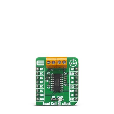 MikroElektronika Load Cell 2 Click mikroBus Click Board for NAU7802 [MIKROE-4047]; 249-4017