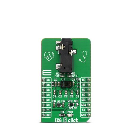 MikroElektronika ECG 6 Click Biometric Sensor mikroBus Click Board for MAX86150 [MIKROE-4061]; 249-4026