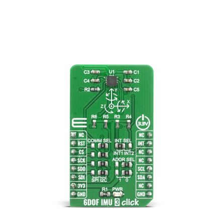 MikroElektronika 6DOF IMU 3 Click Inertial Measurement Unit (IMU) - 6 DoF mikroBus Click Board for FXOS8700CQ [MIKROE-4086]; 249-4034
