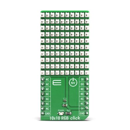 MikroElektronika MIKROE-4115, 10x10 RGB Click LED Matrix LED Driver for WS2812 for Full Colour Module, LED Decorative [MIKROE-4115]; 249-4050
