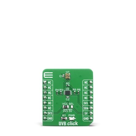 MikroElektronika UVB Click Ultraviolet (UV) Sensor mikroBus Click Board for GUVB-C31SM [MIKROE-4145]; 249-4060