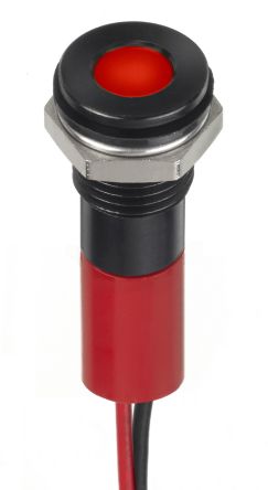 RS PRO Red Panel Mount Indicator, 12V dc, 8mm Mounting Hole Size, Lead Wires Termination, IP67 [0]; 249-4311