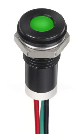 RS PRO Green, Red, Yellow Panel Mount Indicator, 2.1V dc, 8mm Mounting Hole Size, Lead Wires Termination, IP67 [0]; 249-4326