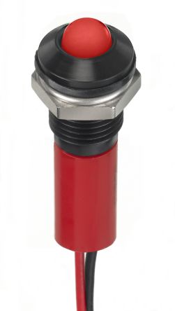 RS PRO Red Panel Mount Indicator, 24V dc, 8mm Mounting Hole Size, Lead Wires Termination, IP67 [0]; 249-4333
