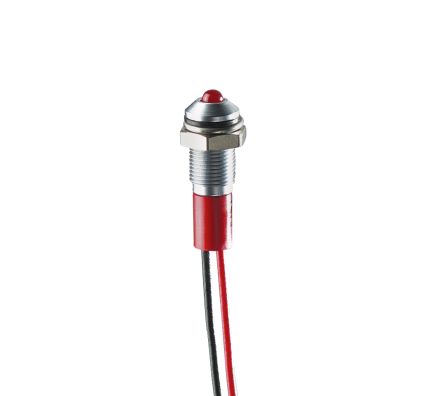 RS PRO Red Panel Mount Indicator, 2V dc, 8mm Mounting Hole Size, Lead Wires Termination, IP67 [0]; 249-4342