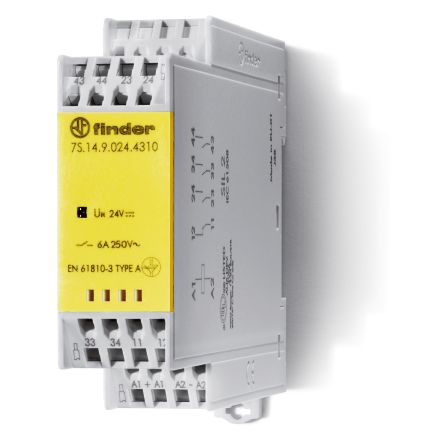 Finder Force Guided Relay, 24V dc Coil Voltage, 4 Pole, DPDT [7S.14.9.024.4220]; 249-4451
