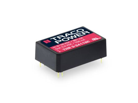 TRACOPOWER THR 3WI Isolated DC-DC Converter, 12V dc/, 18 → 75 V dc Input, 3W, PCB [THR 3-4812WI]; 249-5520