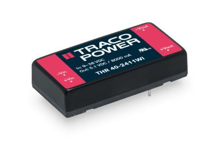 TRACOPOWER THR 40WI Isolated DC-DC Converter, 15V dc/, 36-160 V dc Input, 40W, PCB [THR 40-7223WI]; 249-5553