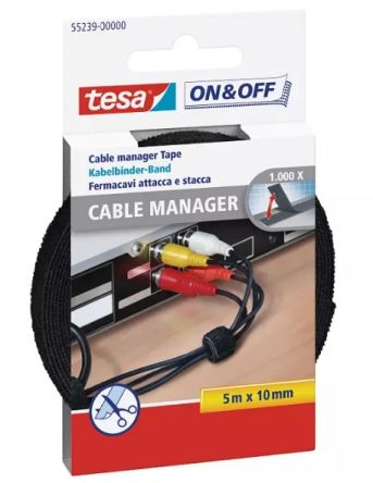 Tesa Cable Tie Bundling Tool, Releasable, 5m x 10 mm, Black Polyamide, Pk-1 [55239-00000-01]; 249-6638