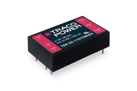 TRACOPOWER TEN 20WIRH Isolated DC-DC Converter, 5.1V dc/, 36 → 160 V dc Input, 20W, PCB Mount [TEN 20-11011WIRH]; 249-7273