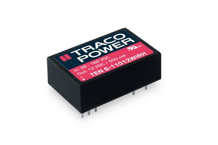 TRACOPOWER TEN 6WIRH Isolated DC-DC Converter, -5 → 5V dc/, 36 → 160 V dc Input, 6W, PCB Mount [TEN 6-11021WIRH]; 249-7331