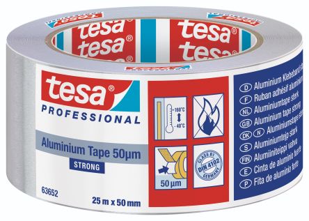 Tesa 63652 Conductive Aluminium Tape, 50mm x 25m [63652-00001-00]; 249-8604