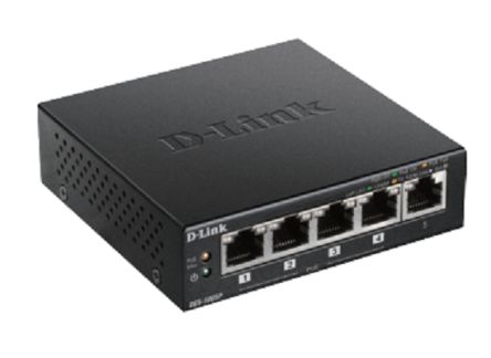 D-Link 5-Port Desktop Gigabit PoE+ Switch, Unmanaged 5 Port Gigabit Switch With PoE UK [DGS-1005P/B]; 249-9091