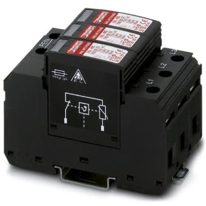 Phoenix Contact Three Phase Surge Arrester, 30kA, = 2.9kV, DIN Rail Mount [2920269]; 249-9524