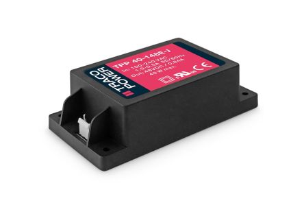 TRACOPOWER Power Supply, TPP 40-148E-J, 48V dc, 840mA, 40W, 1 Output, 85 → 264V ac Input Voltage [TPP 40-148E-J]; 249-9872