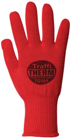 Traffi Red Polycotton Thermal Work Gloves, Size 9 [TG105-09]; 250-0976