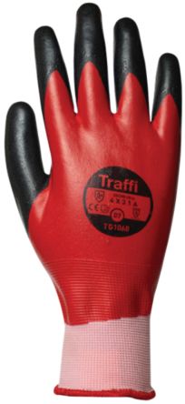 Traffi Red Nitrile, Nylon Cut Resistant Cut Resistant Gloves, Size 8, Nitrile Coating [TG1060-08]; 250-0987
