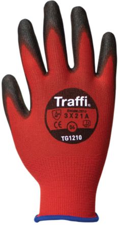 Traffi Red Polyethylene Cut Resistant Cut Resistant Gloves, Size 10, Polyurethane Coating [TG1210-10]; 250-1003