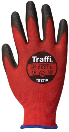 Traffi Red Polyethylene Cut Resistant Cut Resistant Gloves, Size 6, Polyurethane Coating [TG1210-06]; 250-1006