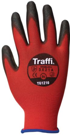 Traffi Red Polyethylene Cut Resistant Cut Resistant Gloves, Size 7, Polyurethane Coating [TG1210-07]; 250-1007