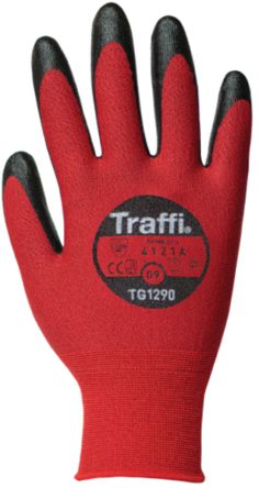 Traffi Red Carbon Fibre, Polyester Cut Resistant Cut Resistant Gloves, Size 11, Polyurethane Coating [TG1290-11]; 250-1026