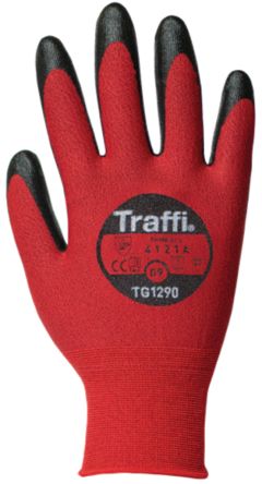 Traffi Red Carbon Fibre, Polyester Cut Resistant Cut Resistant Gloves, Size 7, Polyurethane Coating [TG1290-07]; 250-1028