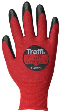 Traffi Red Carbon Fibre, Polyester Cut Resistant Cut Resistant Gloves, Size 8, Polyurethane Coating [TG1290-08]; 250-1029